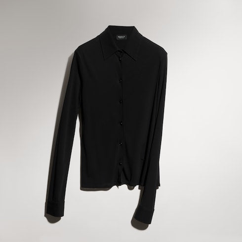 Lightweight viscose crêpe jersey shirt - black