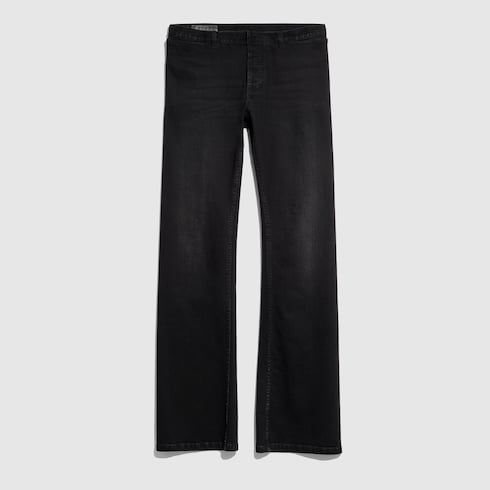 Stretch cotton denim pants - black