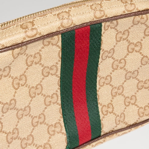GG mini bag with Web - sand and brown GG canvas