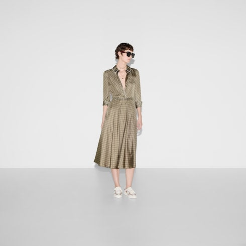 GG silk twill dress - camel