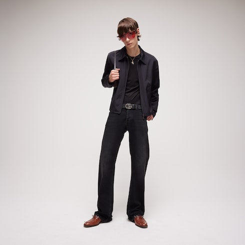 Reversible Cut GG Marmont belt - black GG canvas and leather