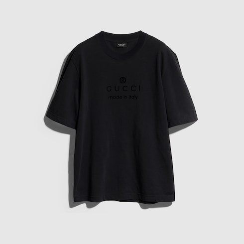 Cotton jersey T-shirt with print - black