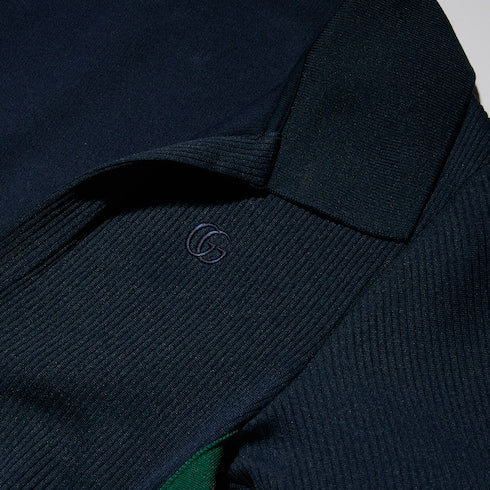 Rib cotton jersey dress with Web - dark blue