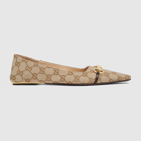 Women's Vittoria ballerina - sand and brown GG canvas