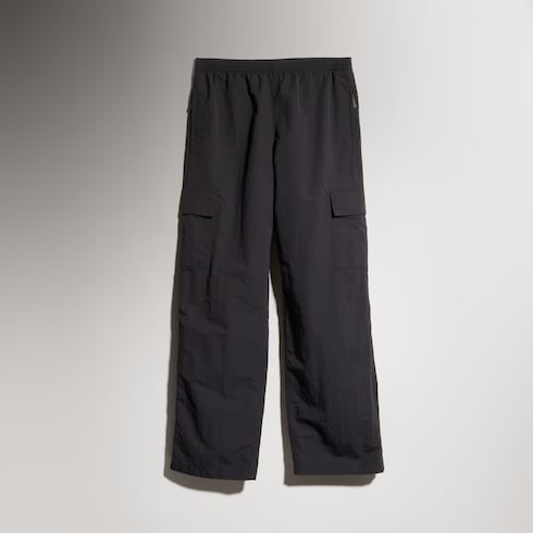 Froissé nylon faille cargo pants - black