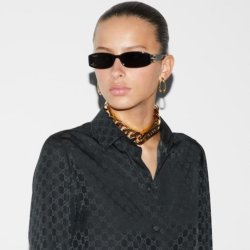 GG crêpe silk shirt - black