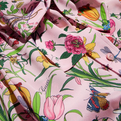 Printed silk chemisier dress - multicolor