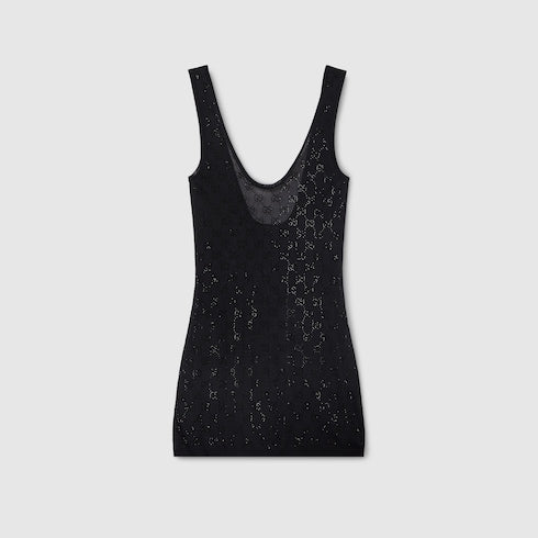 GG crystal embroidered dress - black