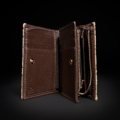 GG Marmont small wallet - sand and brown GG canvas