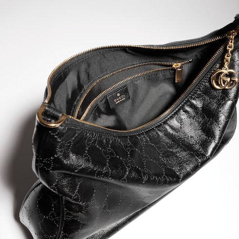Lady Lunetta Chain medium shoulder bag - black GG leather