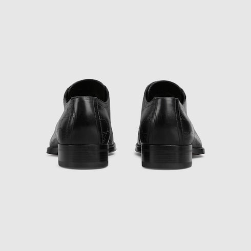 Men's lace-up shoe with lasered GG - black lasered GG leather
