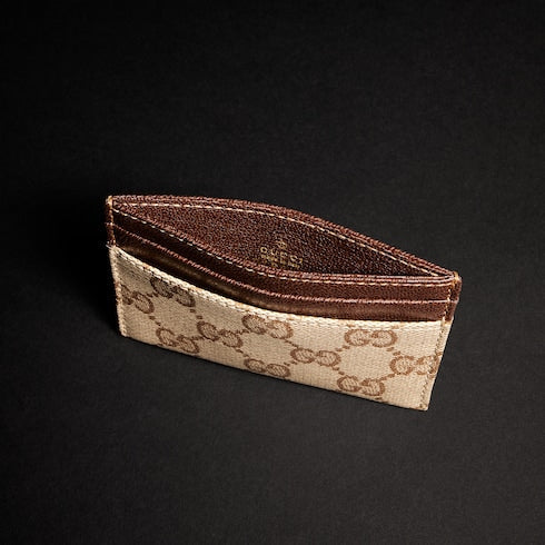 Gucci Essence Classic card case - sand and brown GG canvas