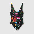 Printed sparkling jersey swimsuit - multicolor