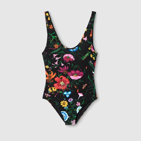 Printed sparkling jersey swimsuit - multicolor
