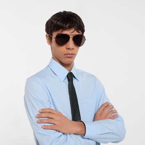 Interlocking G chain silk tie - black