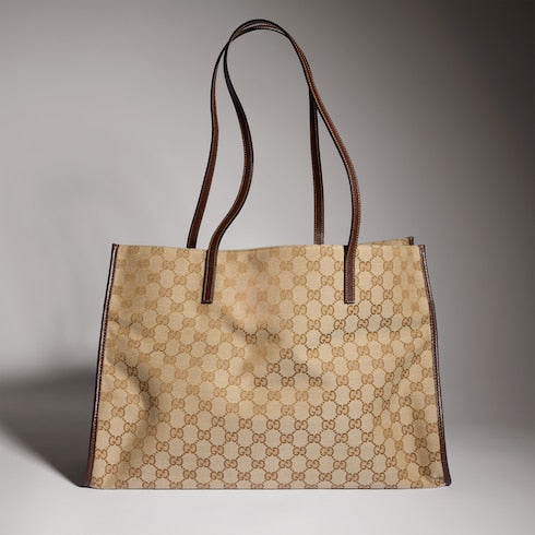 Gucci Londra large tote bag - sand and brown GG canvas