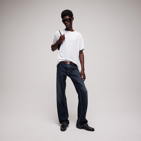 Cotton jersey T-shirt with embroidery - white