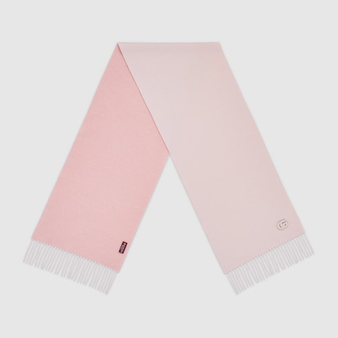 Cashmere scarf with patch - pink and light pink