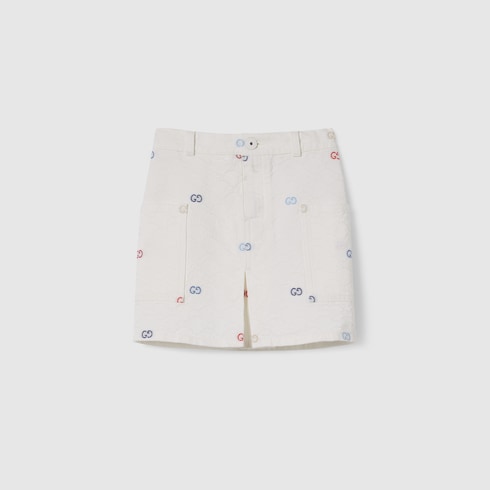 Children's GG cotton skirt - white and multicolor
