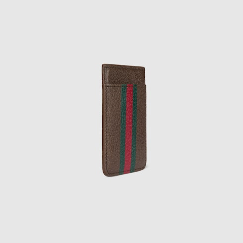 Ophidia magnetic card case - brown leather