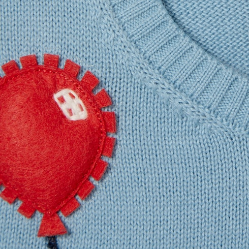 Baby cotton sweater with embroidery - light blue