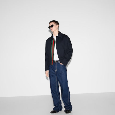 Oxford cotton shirt with Web - white
