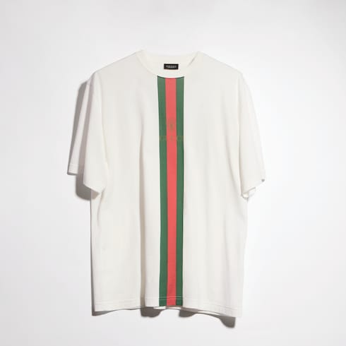 Cotton jersey T-shirt with print - white