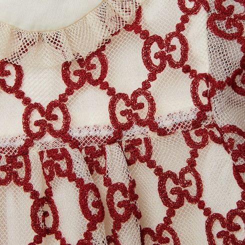 Baby GG nylon dress - red and off white