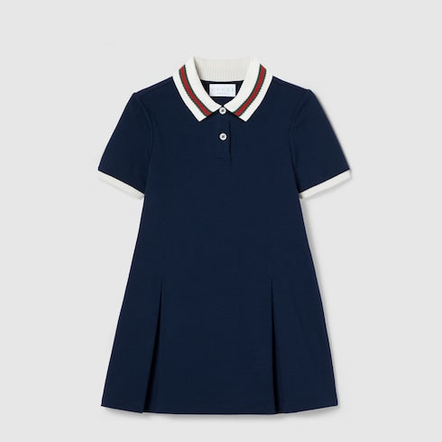 Children's cotton dress with Web - dark blue