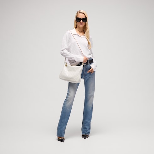 Lady Lunetta Chain medium shoulder bag - white GG leather