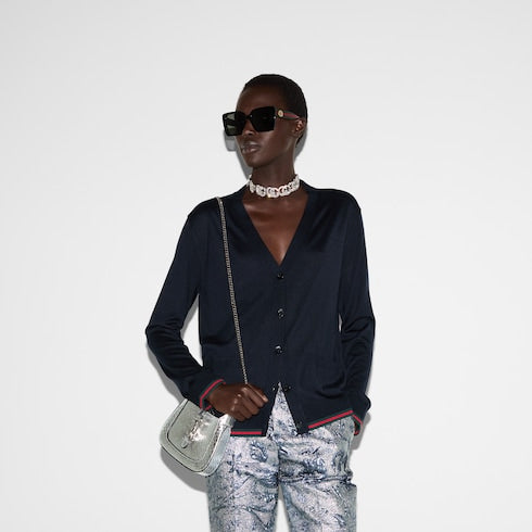Extra fine cashmere silk cardigan - navy