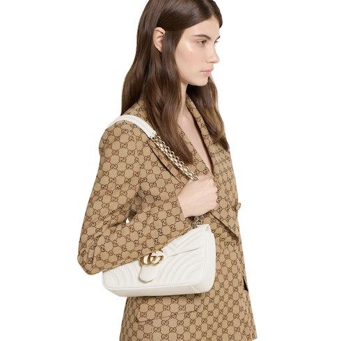 GG Marmont medium shoulder bag - white leather