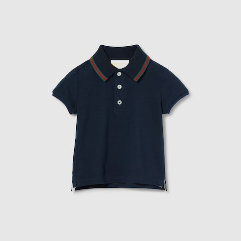 Baby cotton polo shirt with Web - dark blue