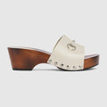 Women's platform clog with Horsebit - ivory leather