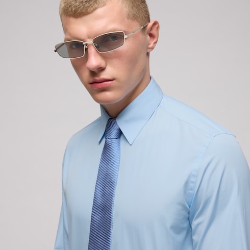 Silk tie with embroidery - light blue