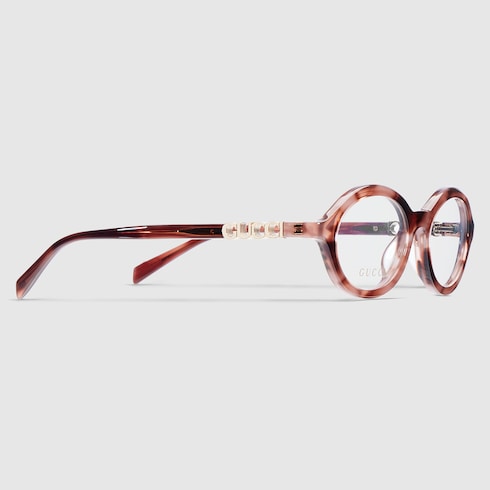 Oval optical frame - brown and pink