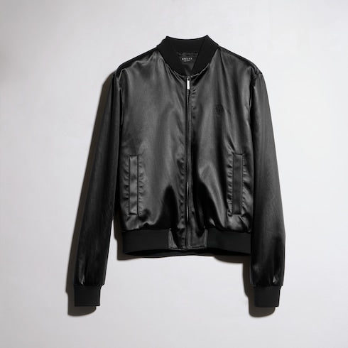 Cotton acetate satin zip jacket - black