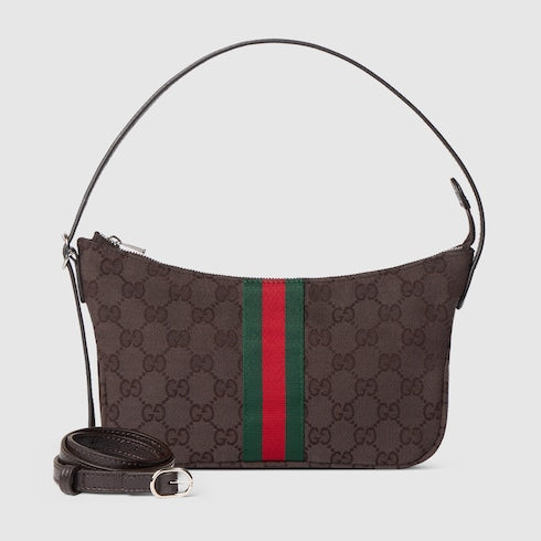 Lunetta small crossbody bag - dark brown GG canvas