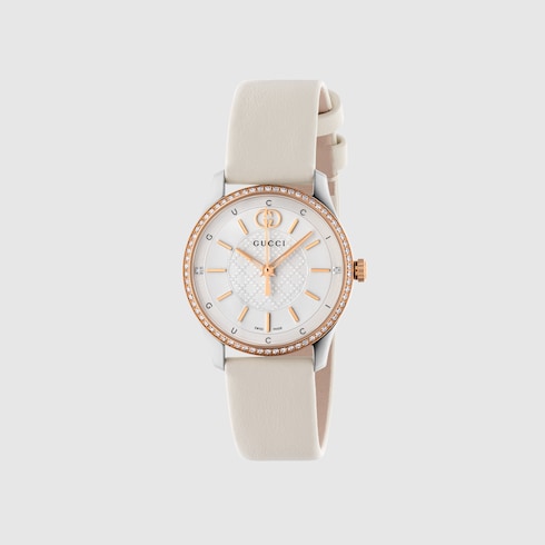 G-Timeless watch, 29mm - white leather