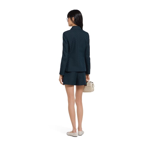 GG cotton gabardine zip jacket - blue