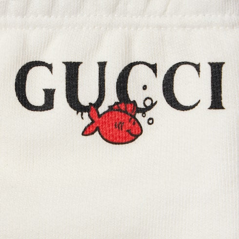Children's cotton shorts with print - white