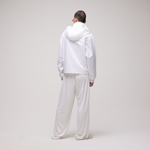 Compact cotton canvas zip jacket - white