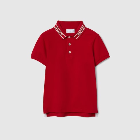 Children's cotton polo shirt - red