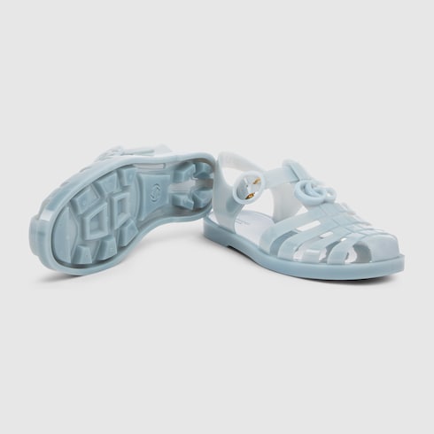 Women's sandal with Double G - light blue rubber