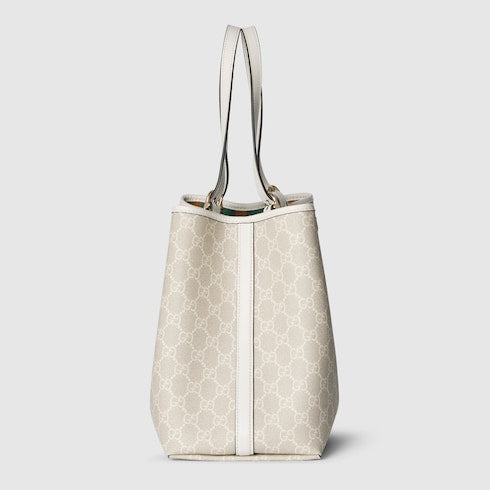 GG Emblem large tote bag - beige and white GG fabric