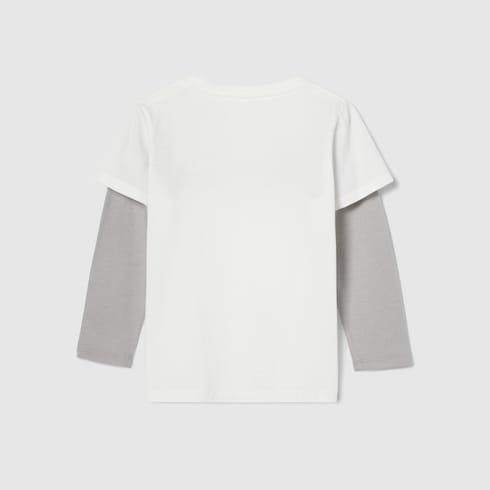 Children's cotton T-shirt with print - white and light grey