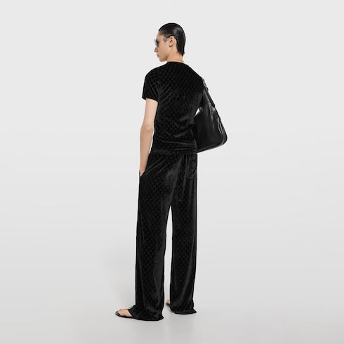 GG velvet devoré sportswear pants - black