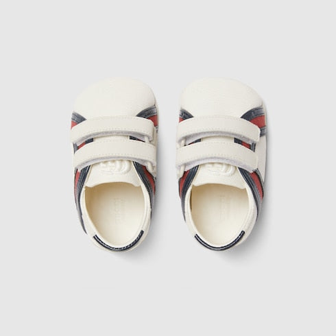 Baby sneakers with Web - white cotton canvas