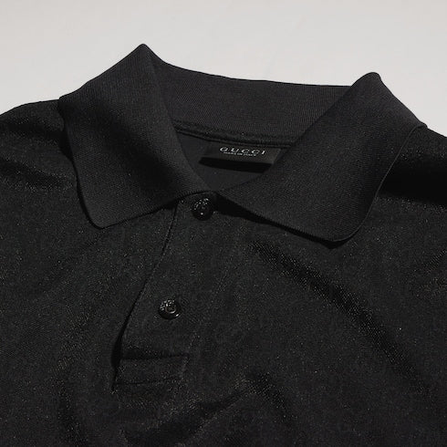 GG technical jersey jacquard polo shirt - black