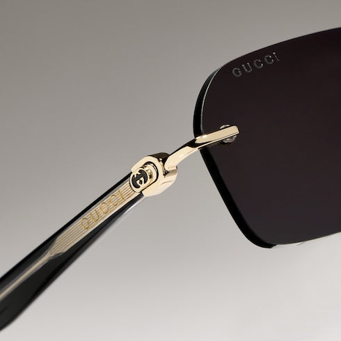 Rectangular-frame sunglasses - gold metal
